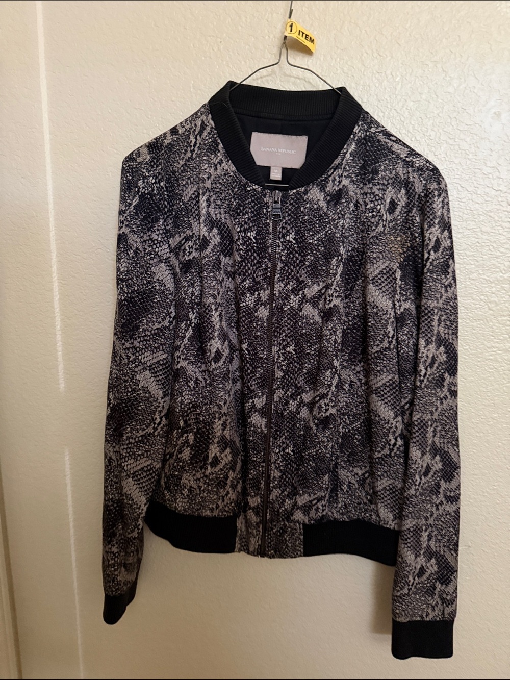 Banana Republic Factory Black & Gray Snake-Print Bomber Jacket